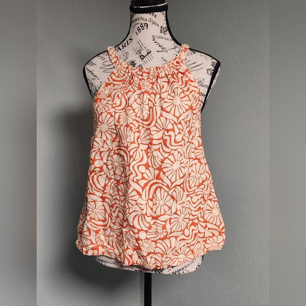 Rachel Zoe Orange Floral Sleeveless Top